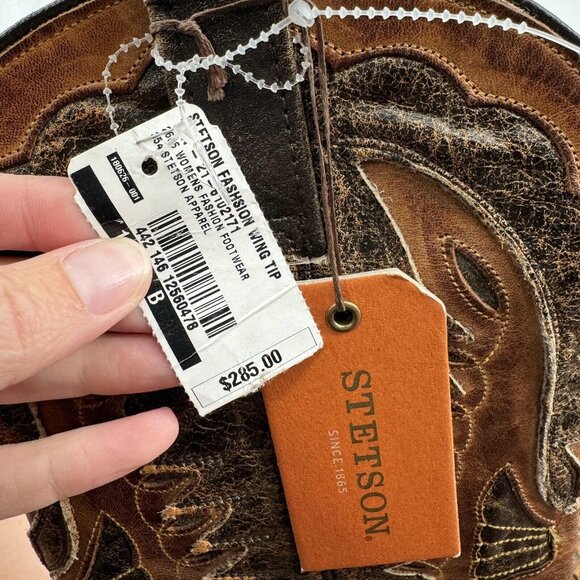 Stetson boots womens 11 brown leather fashion wingtip western festival horse - Picture 4 of 8